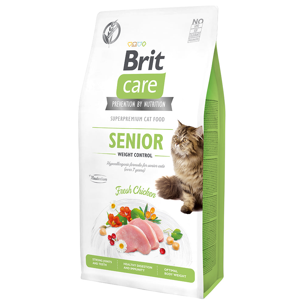 Bild vom Produkt: Brit Care Cat Premium Trockenfutter für ältere Katzen Senior Weight Control Gewichtskontrolle - Fresh Chicken Frisches Huhn 7kg