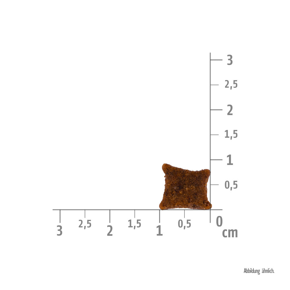 Bild von der Größe der Krokette des Produktes: Brit Care Cat Premium Trockenfutter für ältere Katzen Senior Weight Control Gewichtskontrolle - Fresh Chicken Frisches Huhn