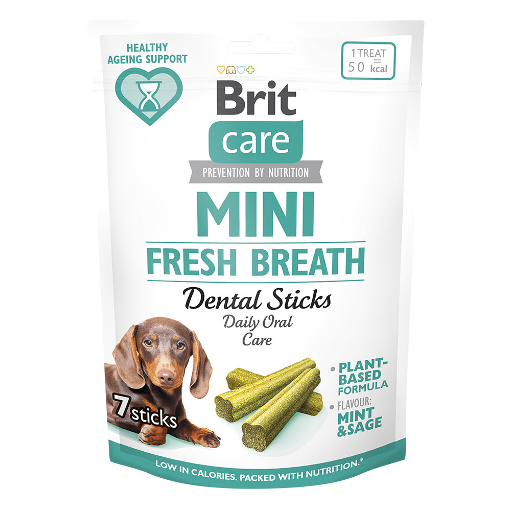 Bild vom Produkt: Brit Care Mini Hund Premium Dental Stick Snacks Zahnpflege Fresh Breath Frischer Atem - Mint & Sage Minze und Salbei 120g
