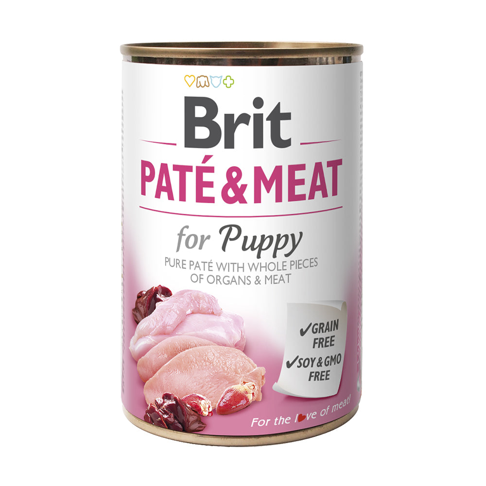 Bild vom Produkt: Brit Premium Nassfutter Paté & Meat für Welpen und Junghunde Puppy - Huhn und Truthahn 400g