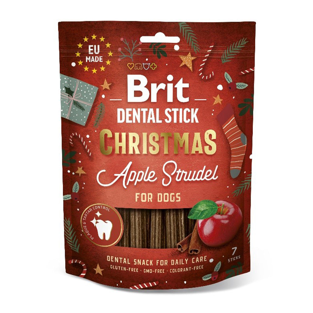 Bild vom Produkt: Brit Hund Premium Weihnachtlicher Dental Stick Apple Strudel XMAS Snacks Zahnpflege Apfelstrudel 250g