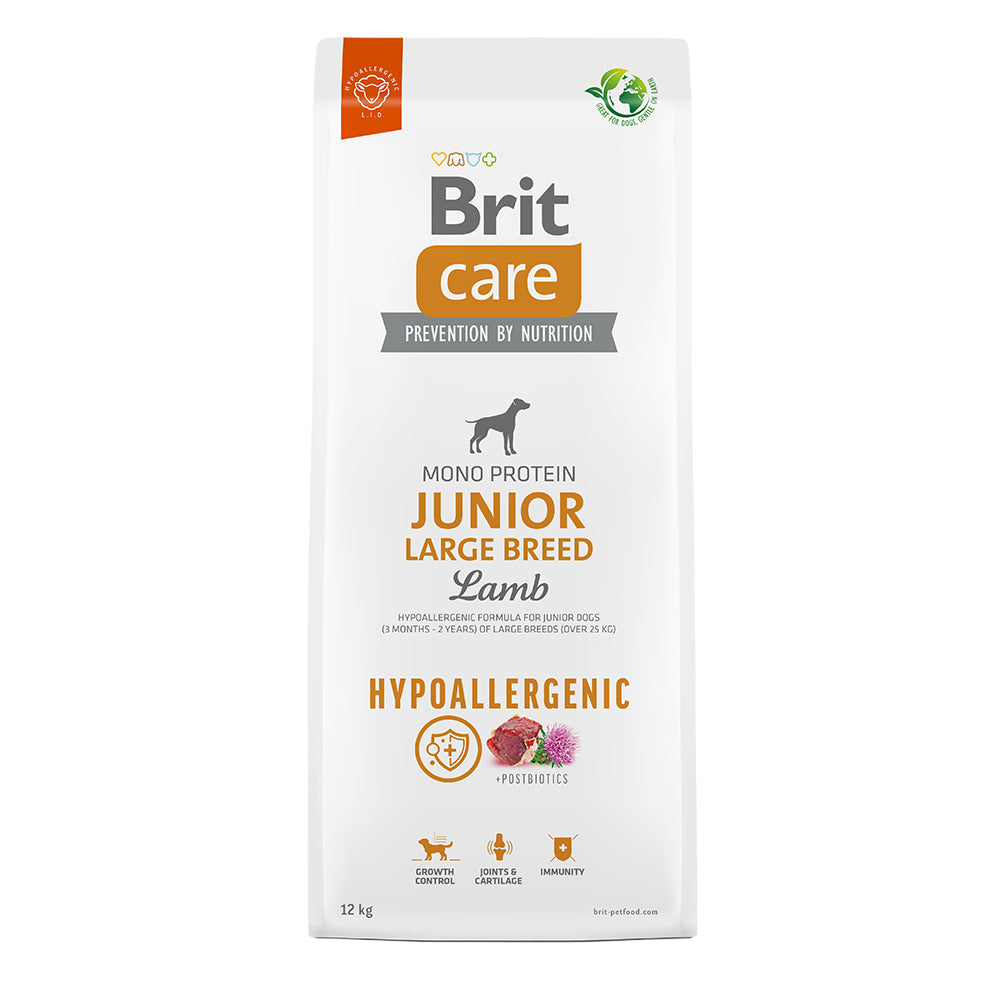 Bild vom Produkt: Brit Care Dog Premium Trockenfutter Hypoallergenic Monoprotein für Junghunde großer Rassen Junior Large Breed - Lamb Lamm 12kg