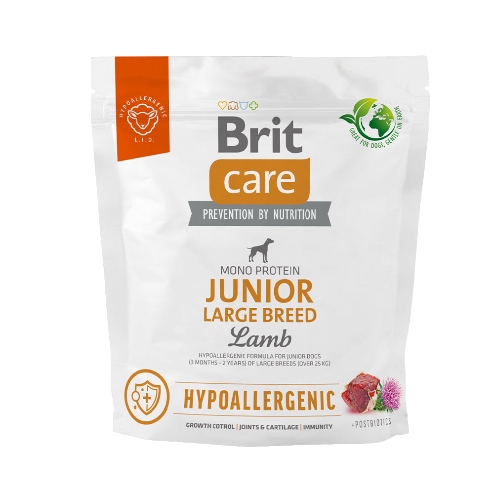 Bild vom Produkt: Brit Care Dog Premium Trockenfutter Hypoallergenic Monoprotein für Junghunde großer Rassen Junior Large Breed - Lamb Lamm 1kg