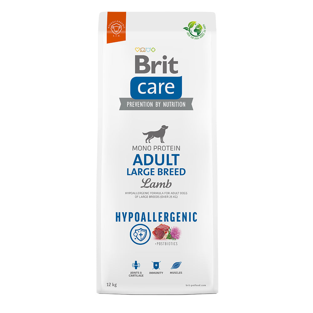 Bild vom Produkt: Brit Care Dog Premium Trockenfutter Hypoallergenic Monoprotein für adulte Hunde großer Rassen Large Breed - Lamb Lamm 12kg