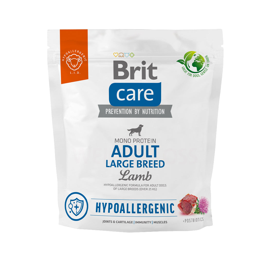 Bild vom Produkt: Brit Care Dog Premium Trockenfutter Hypoallergenic Monoprotein für adulte Hunde großer Rassen Large Breed - Lamb Lamm 1kg