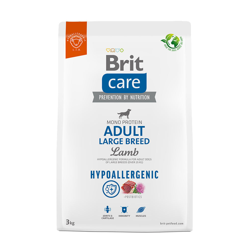 Bild vom Produkt: Brit Care Dog Premium Trockenfutter Hypoallergenic Monoprotein für adulte Hunde großer Rassen Large Breed - Lamb Lamm 3kg