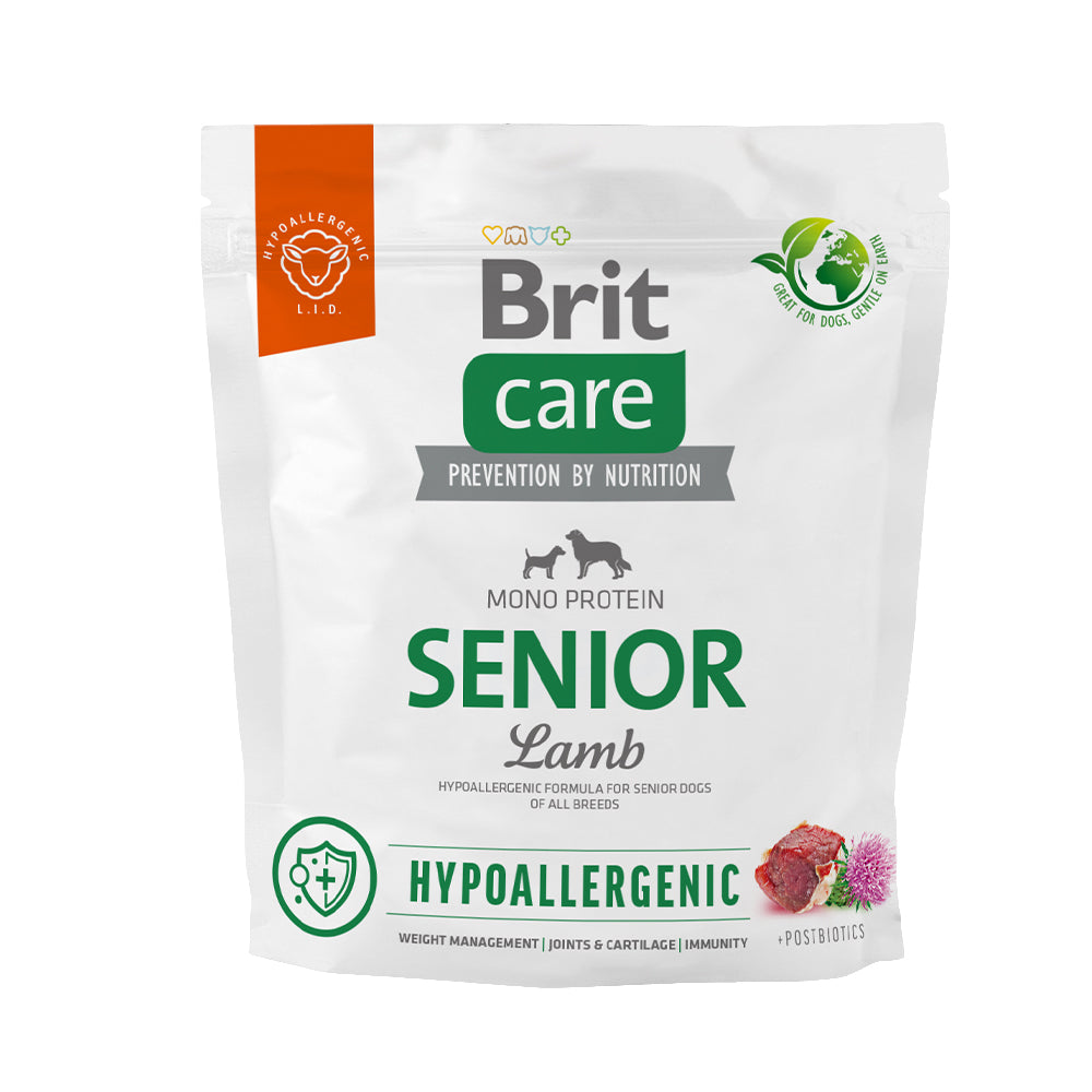 Bild vom Produkt: Brit Care Dog Premium Trockenfutter Hypoallergenic Monoprotein für ältere Hunde Senior - Lamb Lamm 1kg