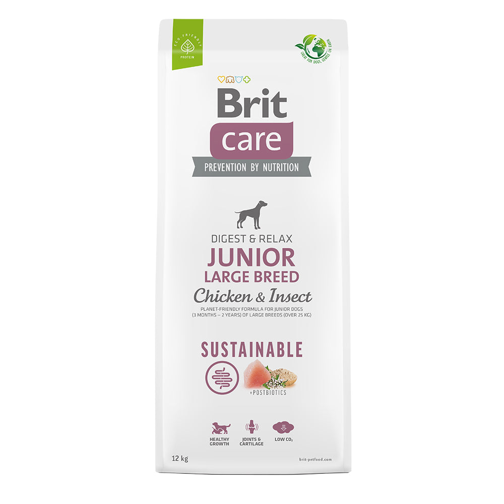 Bild vom Produkt: Brit Care Dog Premium Trockenfutter Sustainable für Junghunde großer Rassen Junior Large Breed - Chicken Insect Huhn und Insekt 12kg
