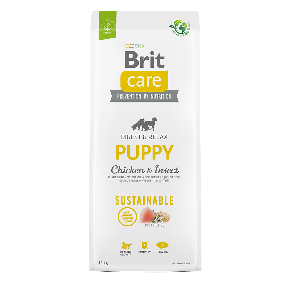 Bild vom Produkt: Brit Care Dog Premium Trockenfutter Sustainable für Welpen und Junghunde Puppy - Chicken Insect Huhn und Insekt 12kg