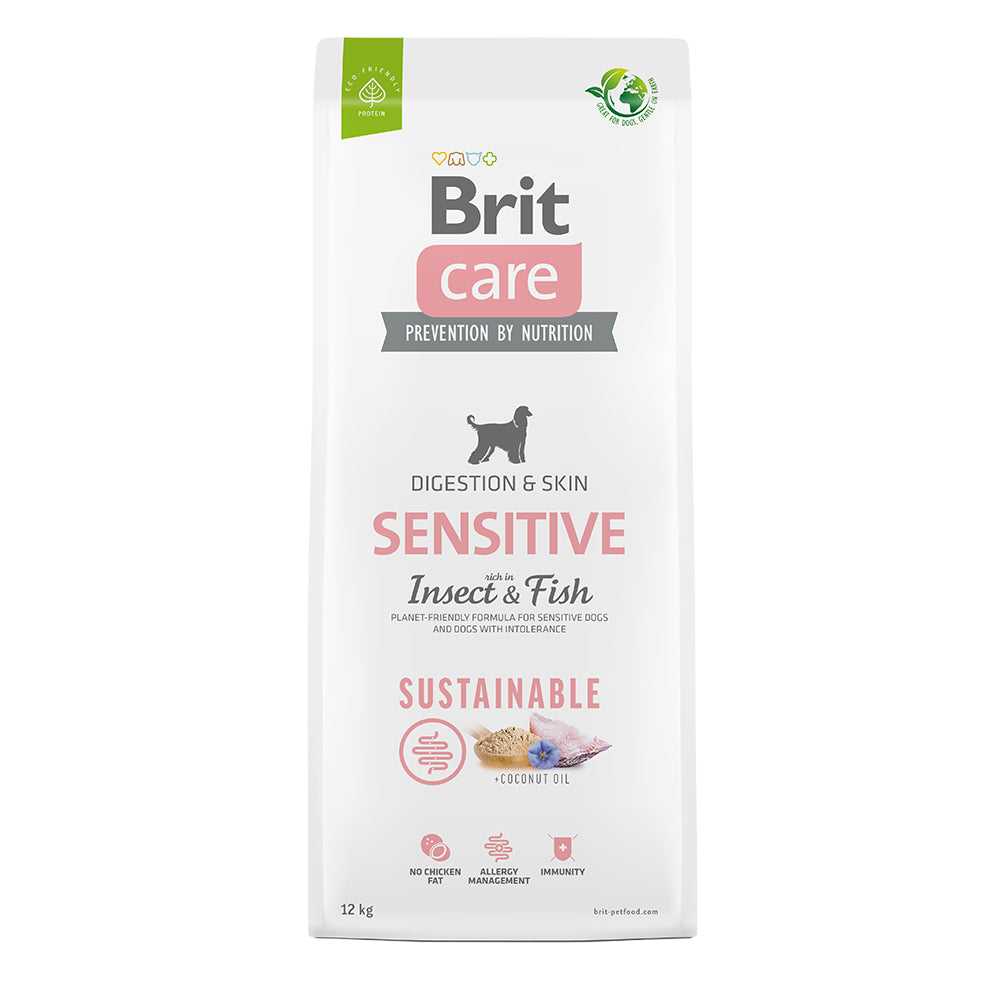 Bild vom Produkt: Brit Care Dog Premium Trockenfutter Sustainable für adulte Hunde Sensitive - Insect Fisch Insekt und Fisch 12kg