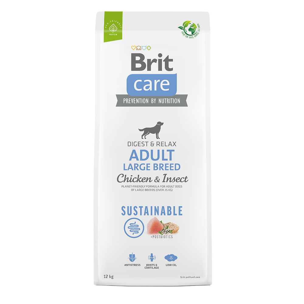 Bild vom Produkt: Brit Care Dog Premium Trockenfutter Sustainable für adulte Hunde großer Rassen Large Breed - Chicken Insect Huhn und Insekt 12kg