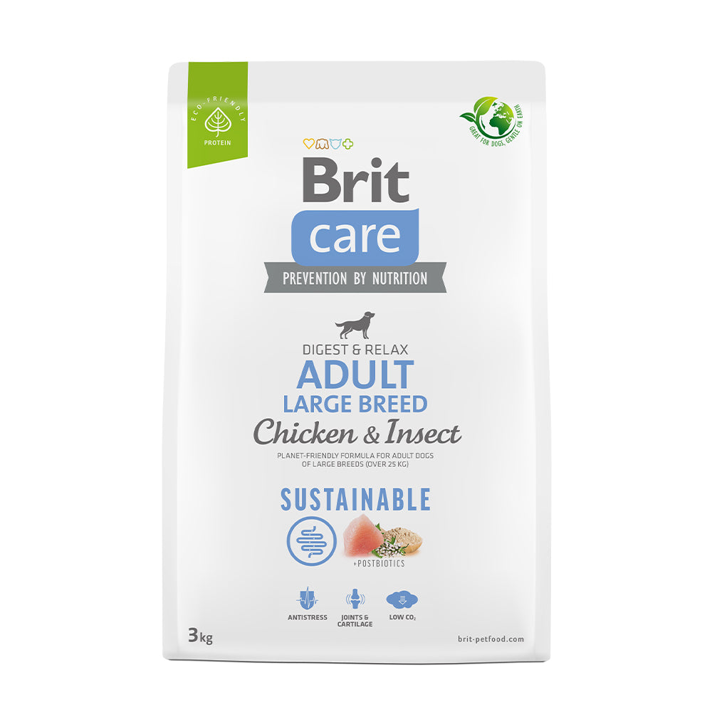 Bild vom Produkt: Brit Care Dog Premium Trockenfutter Sustainable für adulte Hunde großer Rassen Large Breed - Chicken Insect Huhn und Insekt 3kg