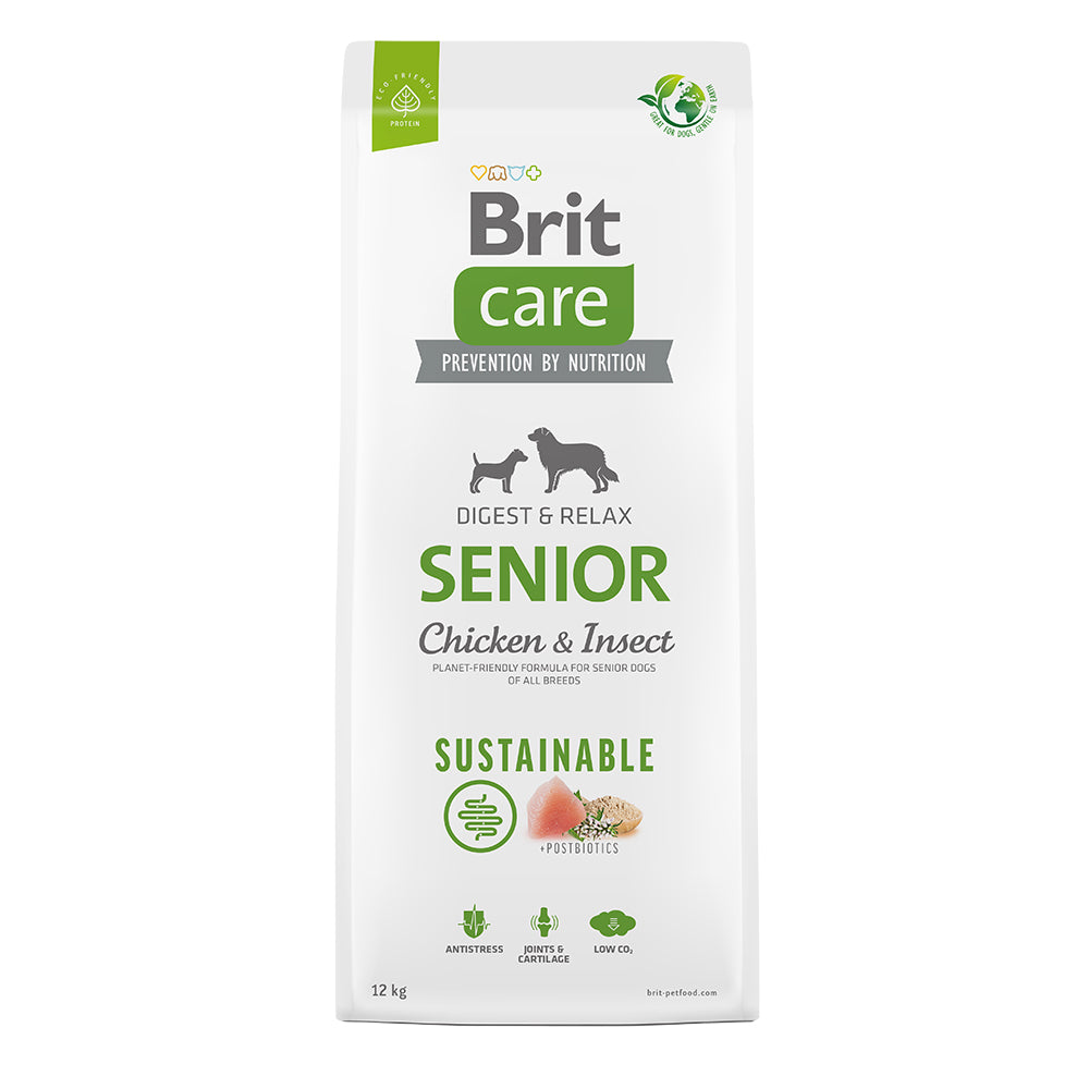 Bild vom Produkt: Brit Care Dog Premium Trockenfutter Sustainable für ältere Hunde Senior - Chicken Insect Huhn und Insekt 12kg