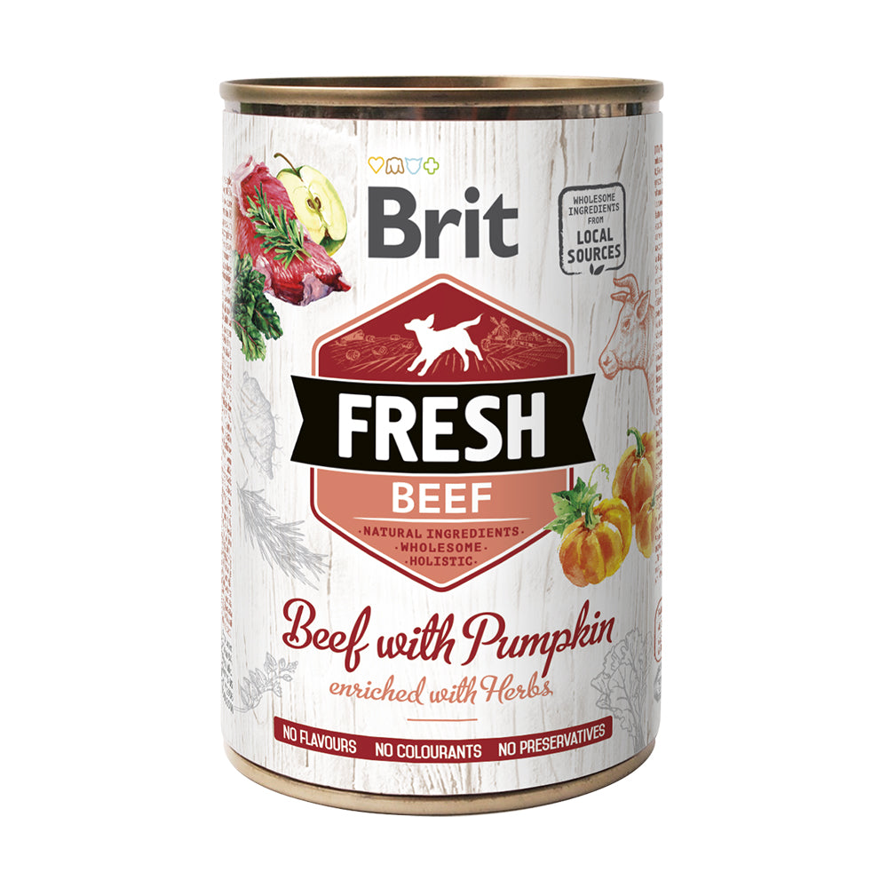 Bild vom Produkt: Brit Fresh Premium Nassfutter Dose für adulte Hunde - Beef with Pumpkin Rind mit Kürbis 400g