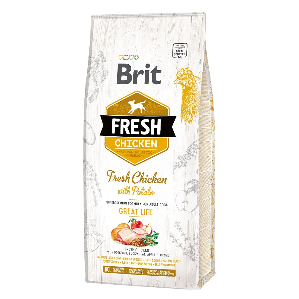 Bild vom Produkt: Brit Fresh Premium Trockenfutter für adulte Hunde Great Life - Chicken with Potato Huhn und Kartoffel 12kg