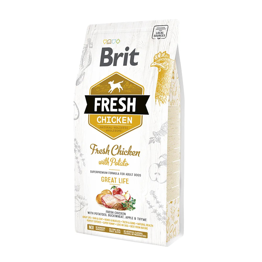 Bild vom Produkt: Brit Fresh Premium Trockenfutter für adulte Hunde Great Life - Chicken with Potato Huhn und Kartoffel 2,5kg