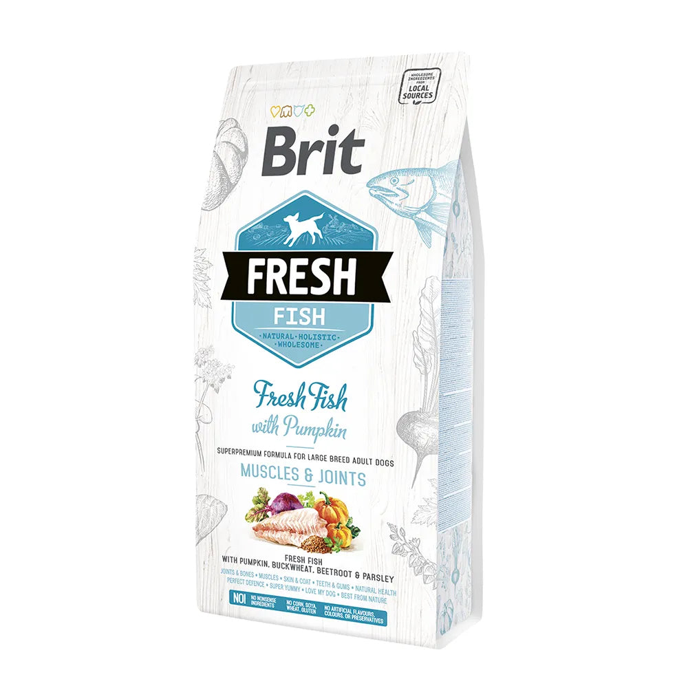 Bild vom Produkt: Brit Fresh Premium Trockenfutter für adulte Hunde großer Rassen Muscles & Joints Large Breed - Fish with Pumpkin Fisch und Kürbis 2,5kg