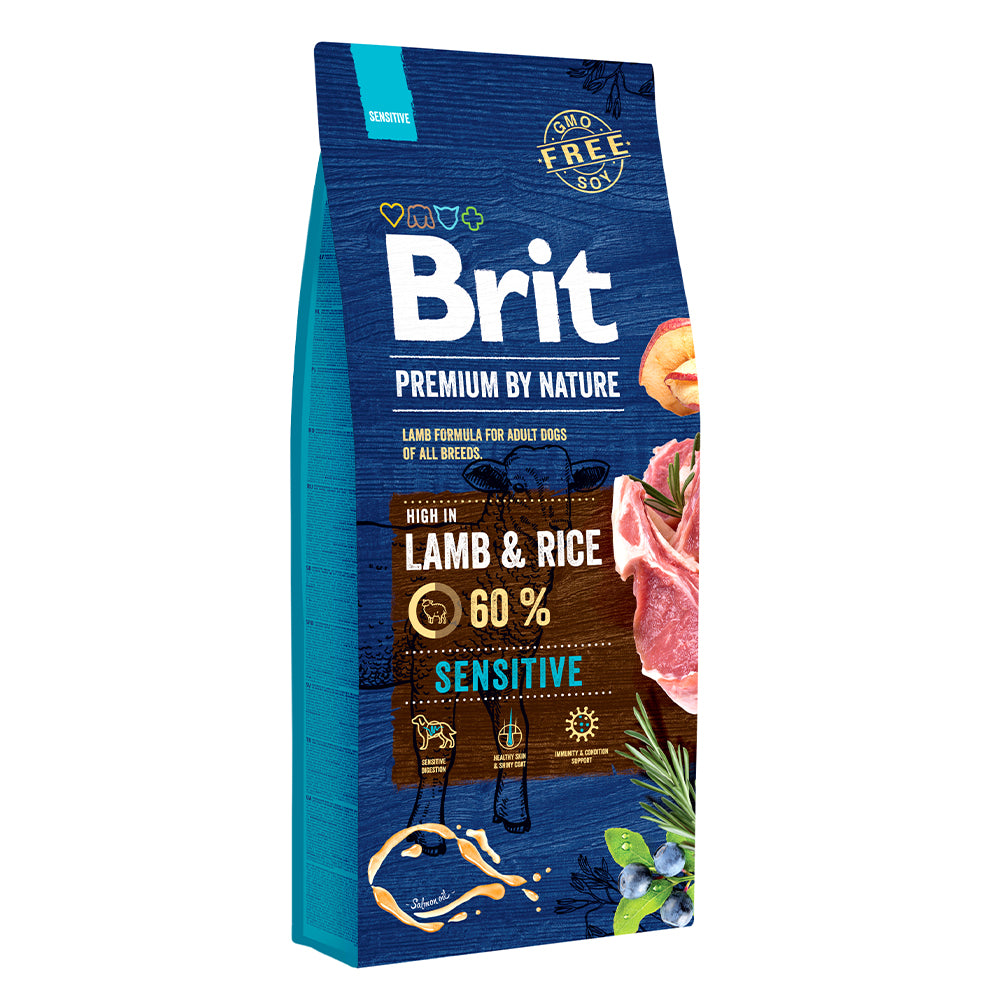 Bild vom Produkt: Brit Hund Premium by Nature Trockenfutter für adulte Hunde Sensitive - Lamb Rice Lamm Reis 15kg