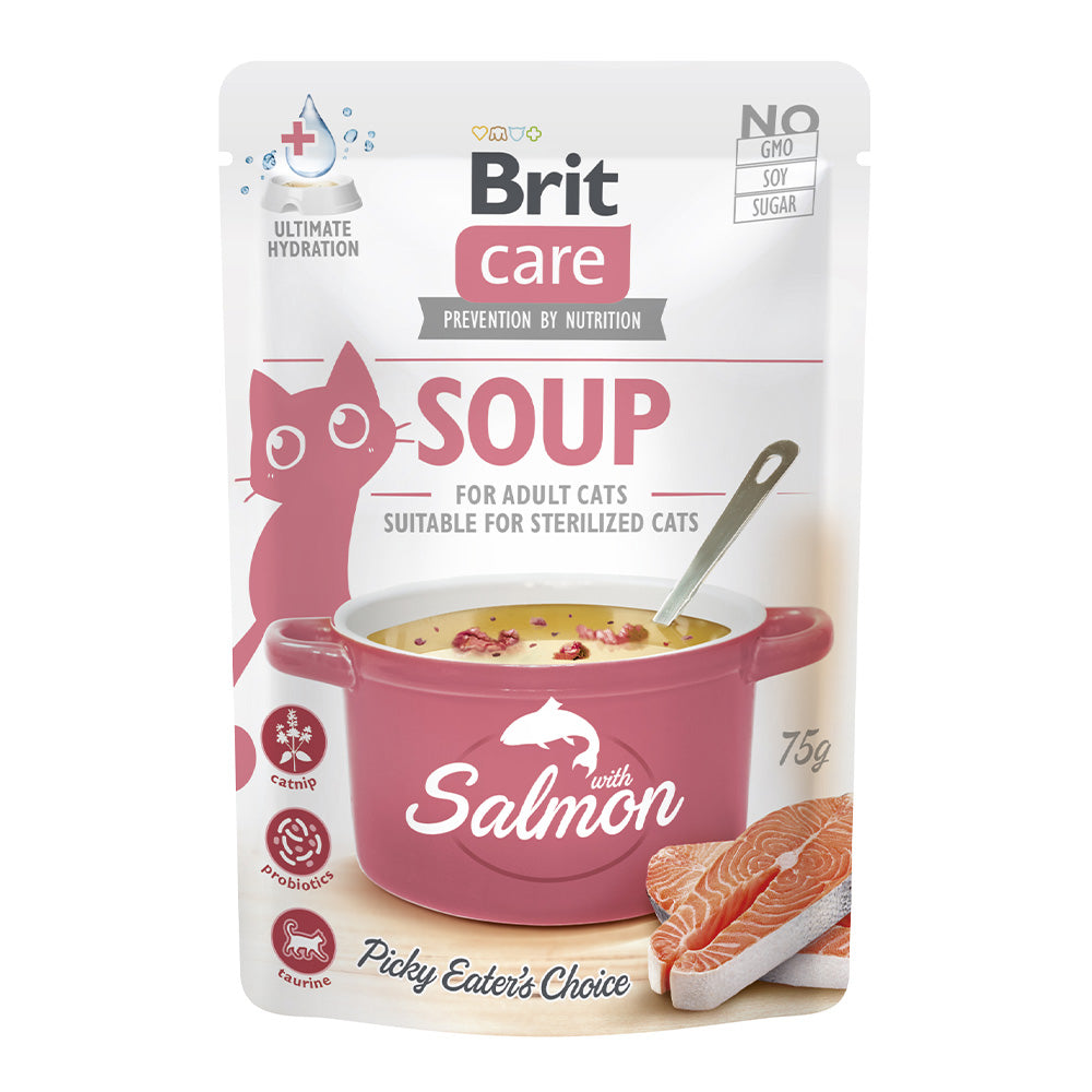 Bild vom Produkt: Brit Care Cat Premium Nassfutter Soup Suppe für adulte sterilisierte kastrierte Katzen - with Salmon mit Lachs 75g