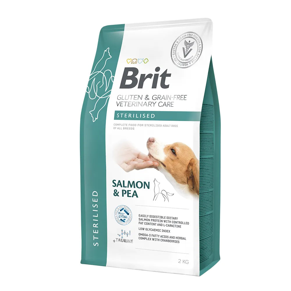Bild vom Produkt: Brit Premium veterinär Diät Trockenfutter für adulte sterilisierte Hunde - Salmon with Peas Lachs mit Erbsen - Sterilised 2kg