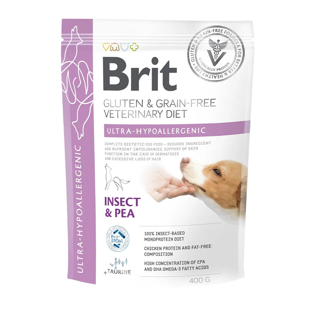 Bild vom Produkt: Brit Premium veterinär Diät Trockenfutter für adulte Hunde - Insect with Peas Insekt mit Erbsen - Ultra-Hypoallergenic Hypoallergen 400g