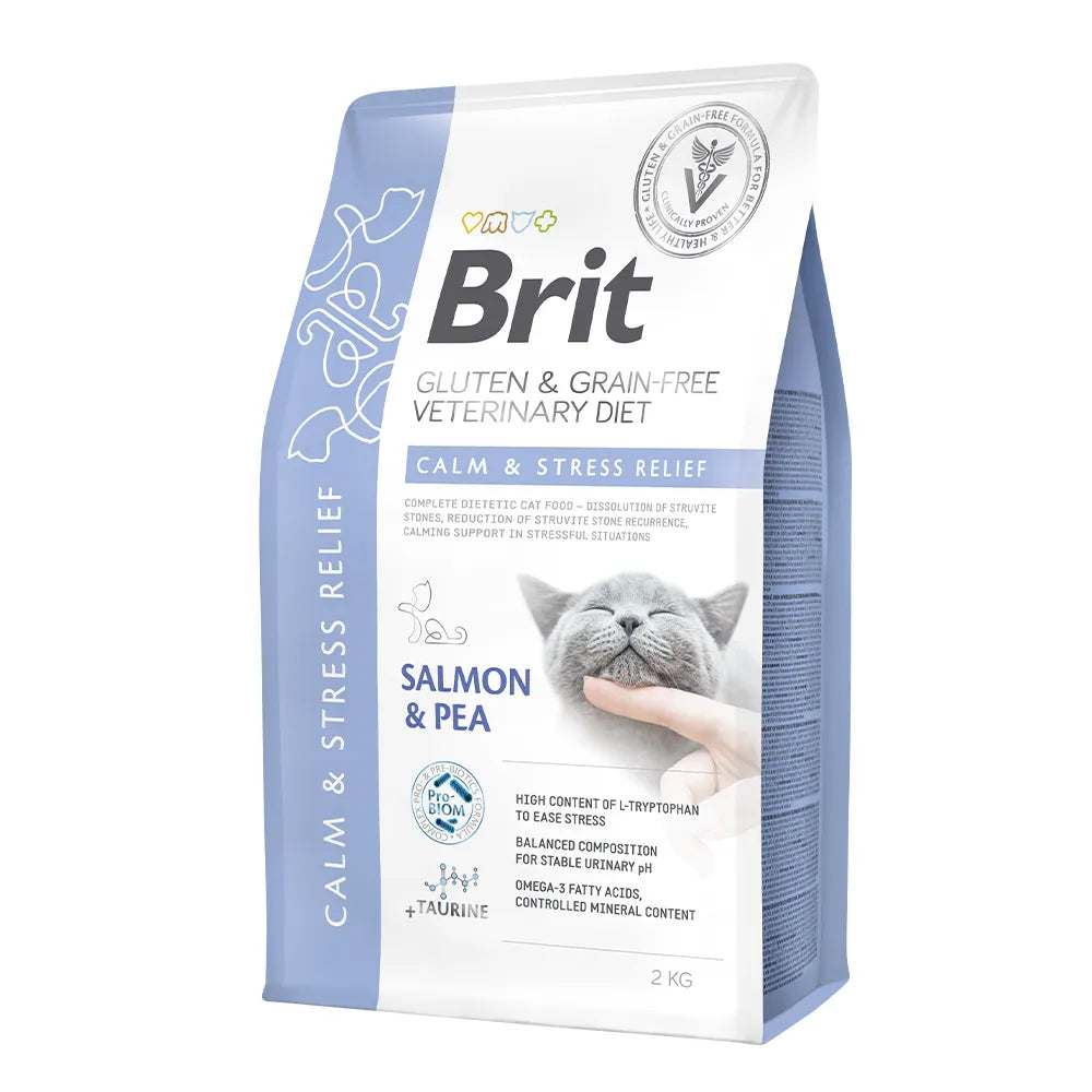 Bild vom Produkt: Brit Premium veterinär Diät Trockenfutter für adulte Katzen - Salmon & Peas Lachs mit Erbsen - Calm & Stress Relief Antistress 2kg