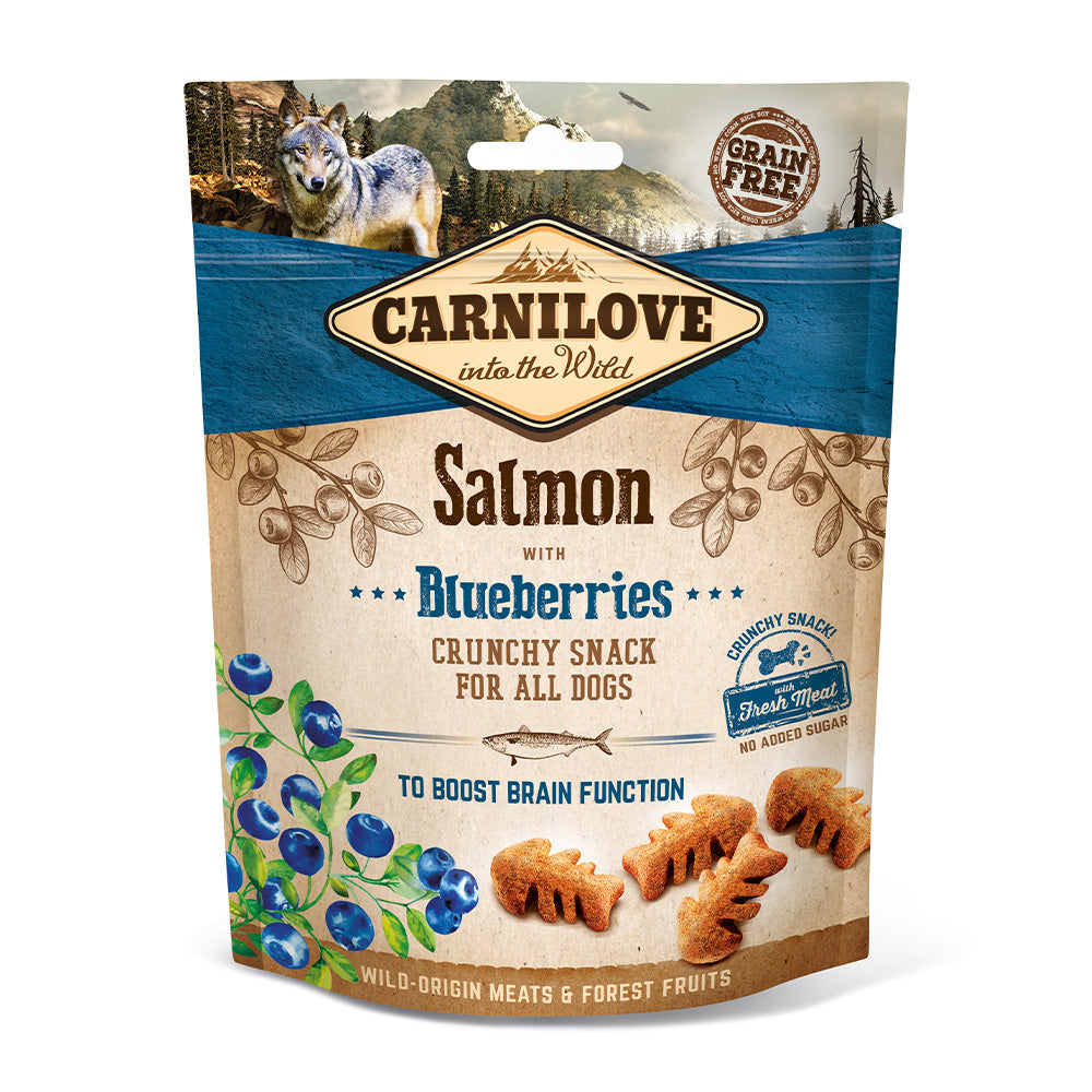 Bild vom Produkt: Carnilove Premium Crunchy Snack Salmon with Blueberries Lachs mit Blaubeeren 200g