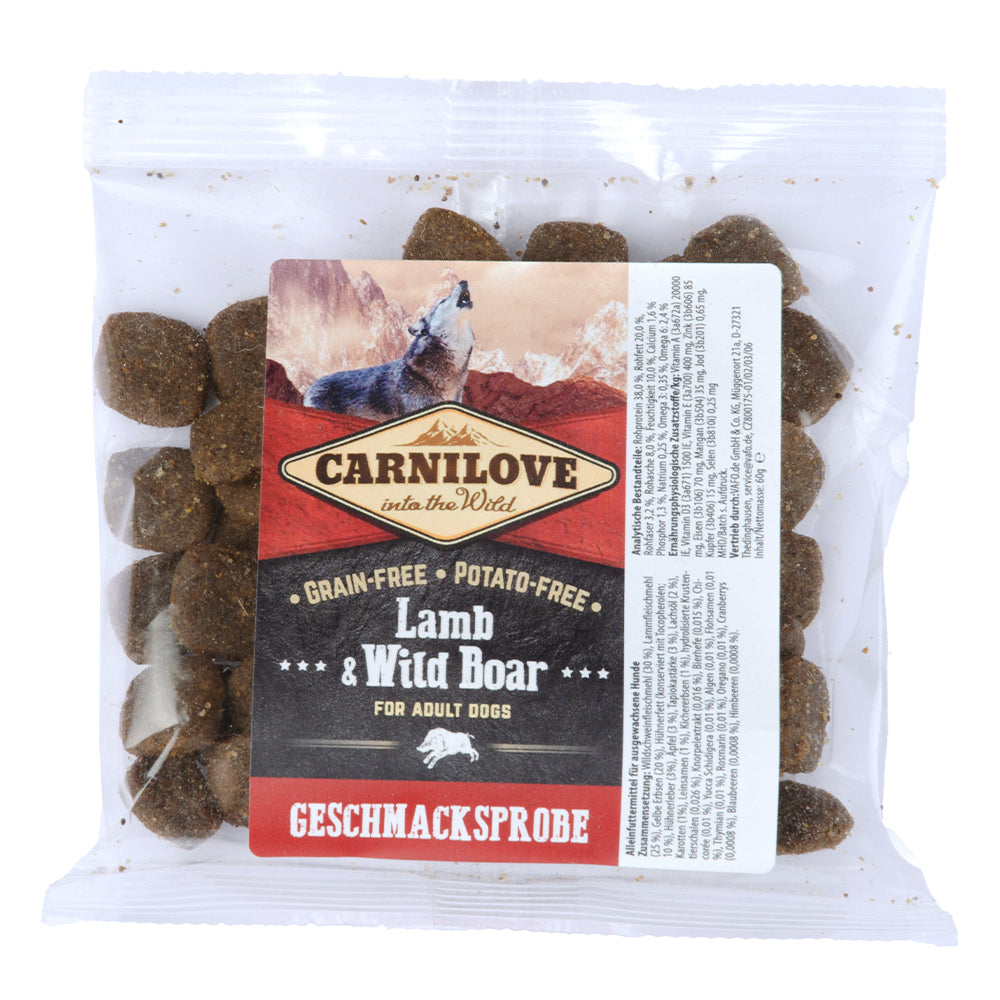 Bild vom Produkt: Probe Carnilove Premium Trockenfutter für adulte Hunde Lamb Wild Boar Lamm Wildschwein 60g