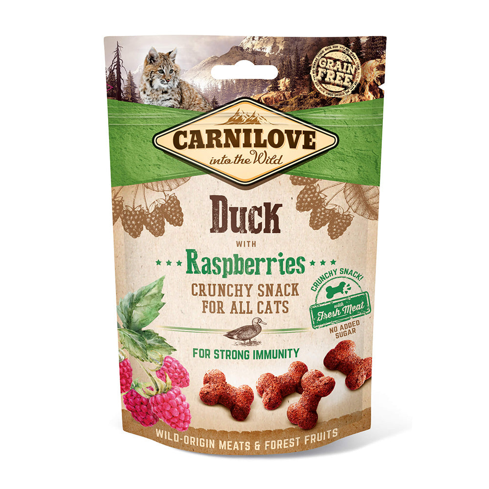 Bild vom Produkt: Carnilove Premium Crunchy Snack für adulte Katzen Duck with Raspberries Ente mit Himbeeren 50g