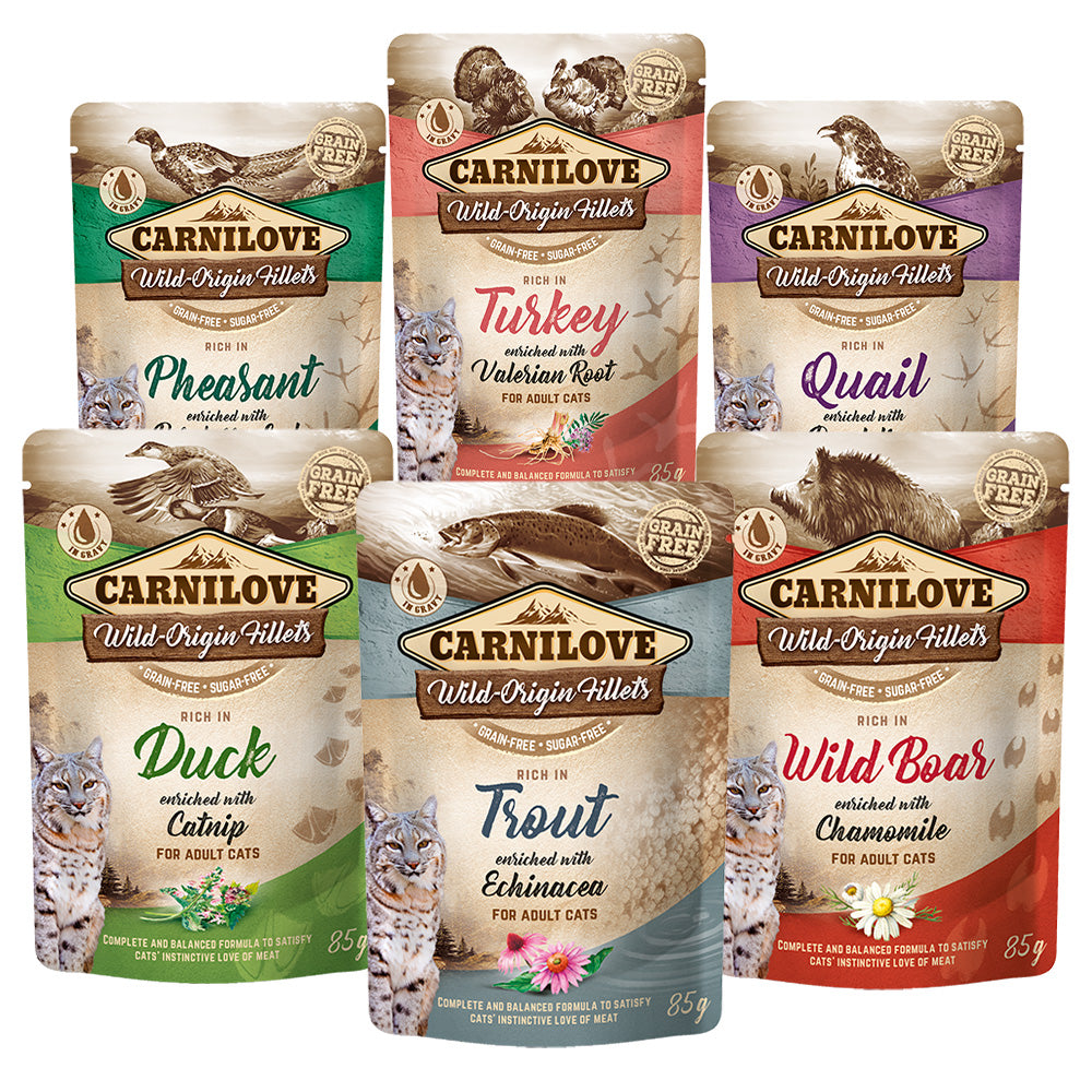 Carnilove Katze Premium Nassfutter Pouch in Soße für adulte Katzen Pouch Probierpaket 6x85g