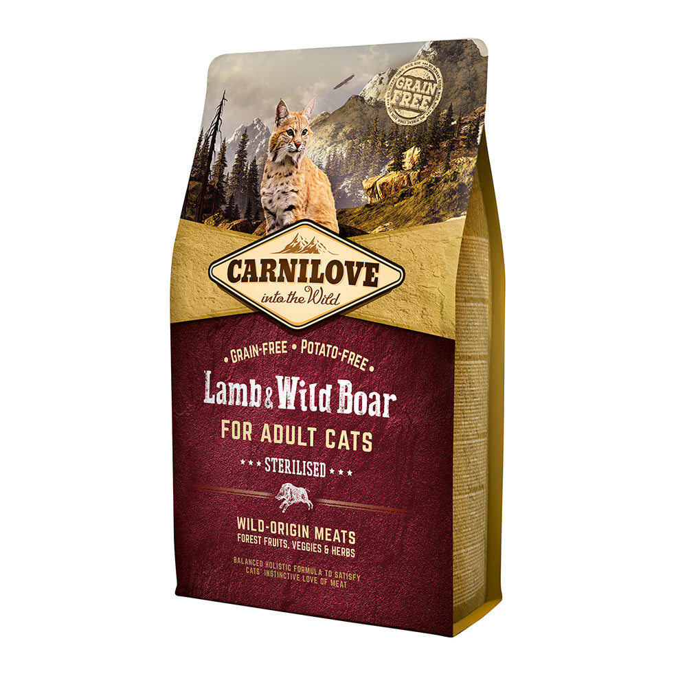 Bild vom Produkt: Carnilove Premium Trockenfutter für sterilisierte oder kastrierte Katzen Lamb Wildboar Sterilised Lamm Wildschwein 2kg