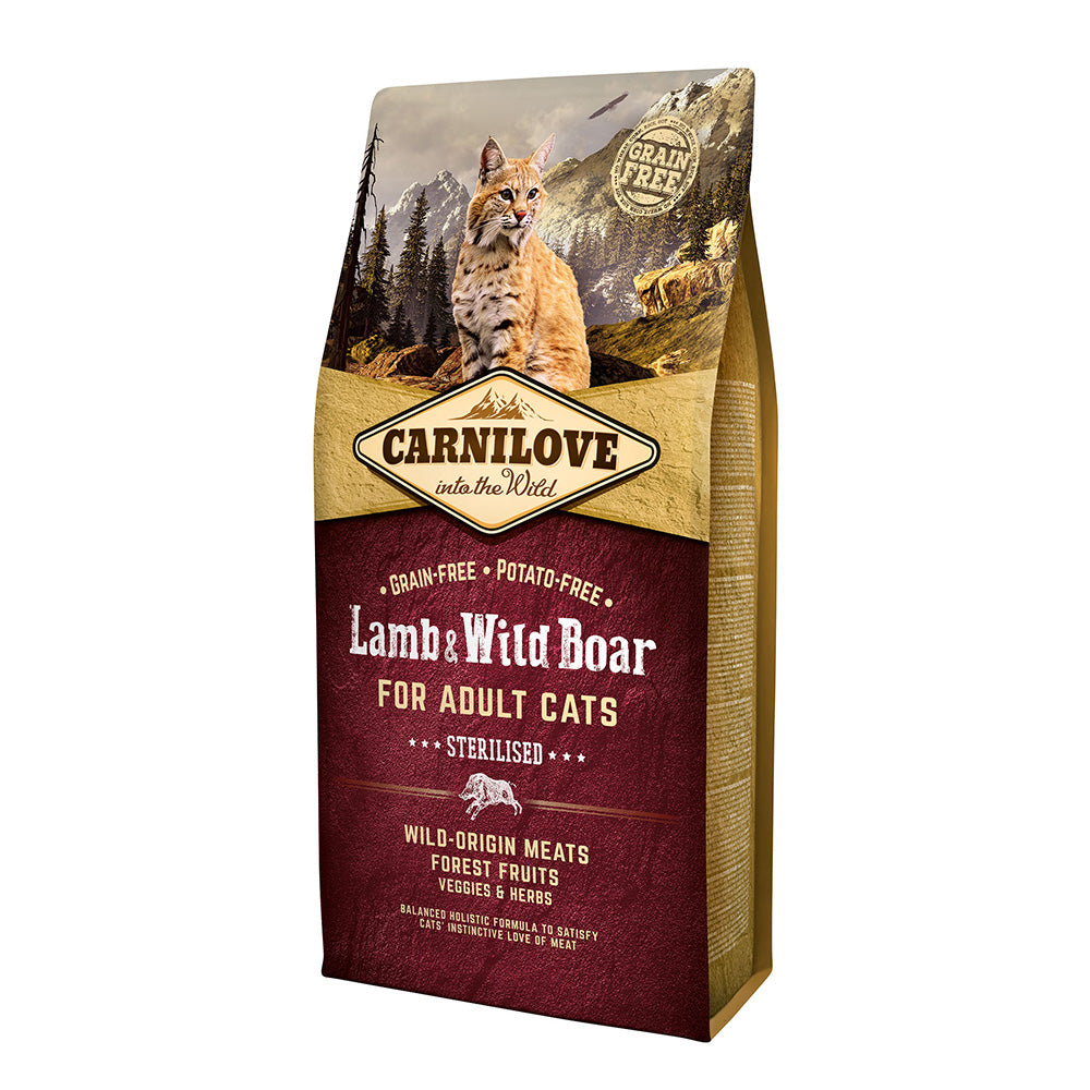 Bild vom Produkt: Carnilove Premium Trockenfutter für sterilisierte oder kastrierte Katzen Lamb Wildboar Sterilised Lamm Wildschwein 6kg