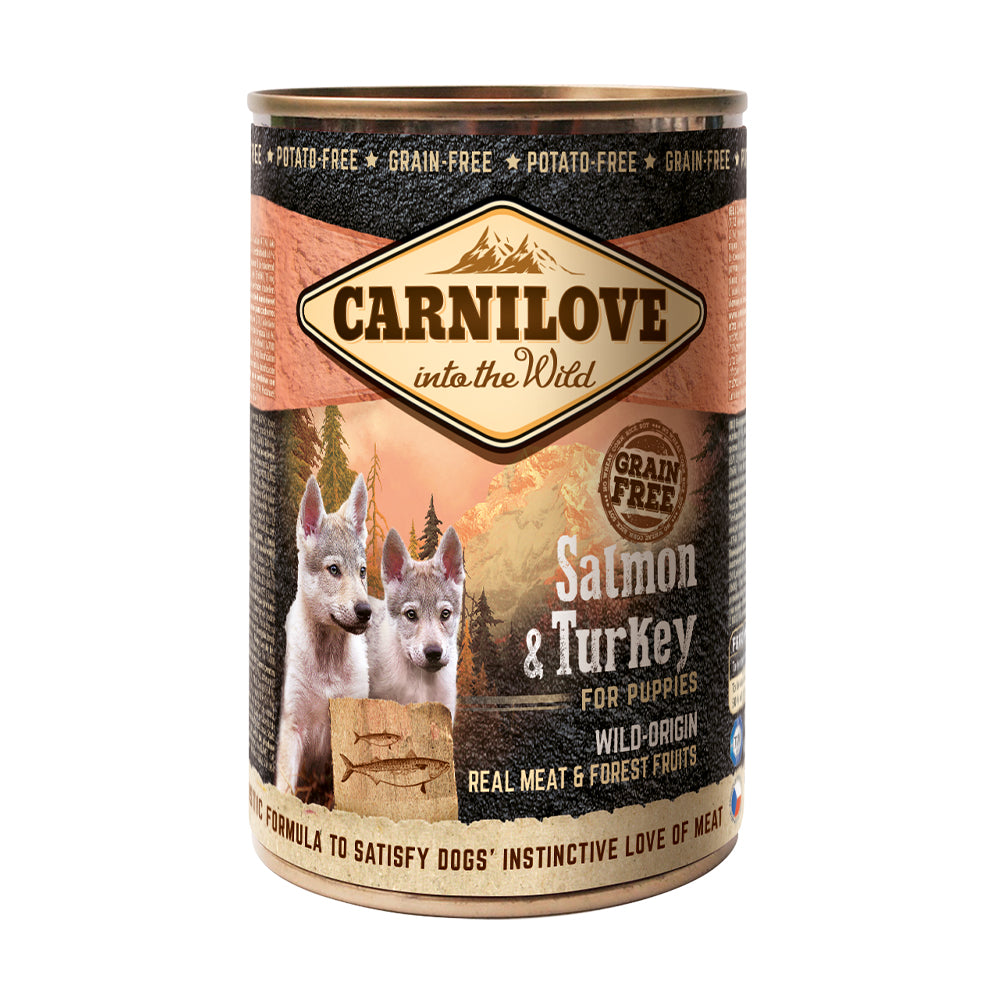 Bild vom Produkt: Carnilove Premium Nassfutter Dose für Welpen und Junghunde Salmon & Turkey - Lachs und Truthahn 400g