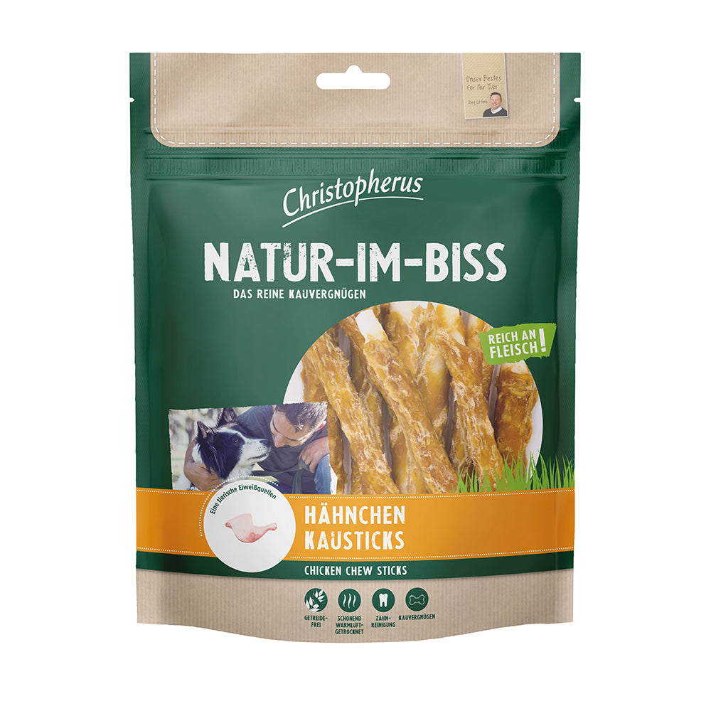 Bild vom Produkt: Christopherus Hund Snack Natur im Biss Hähnchen Kausticks 300g