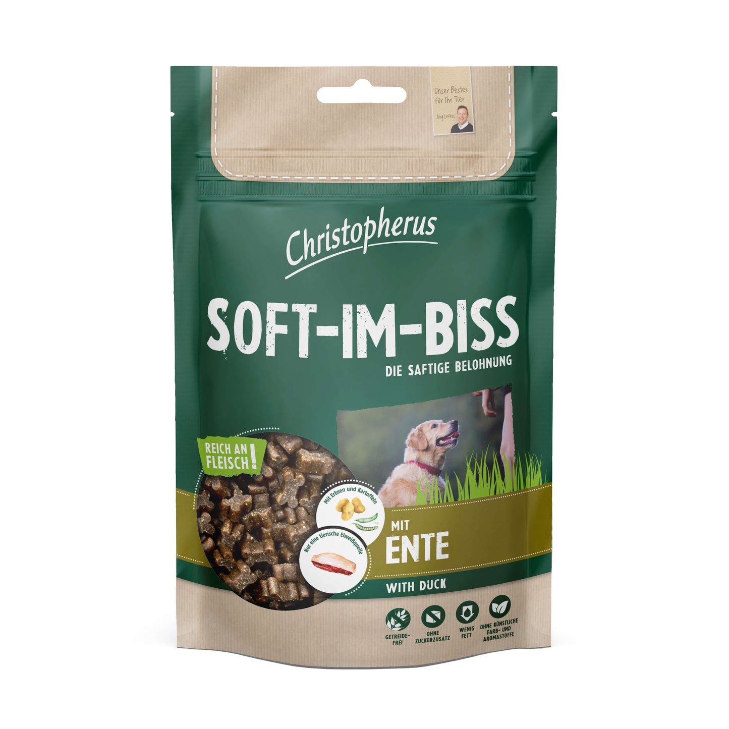 Bild vom Produkt: Christopherus Hund Soft Snack - Soft im Biss Ente 125g