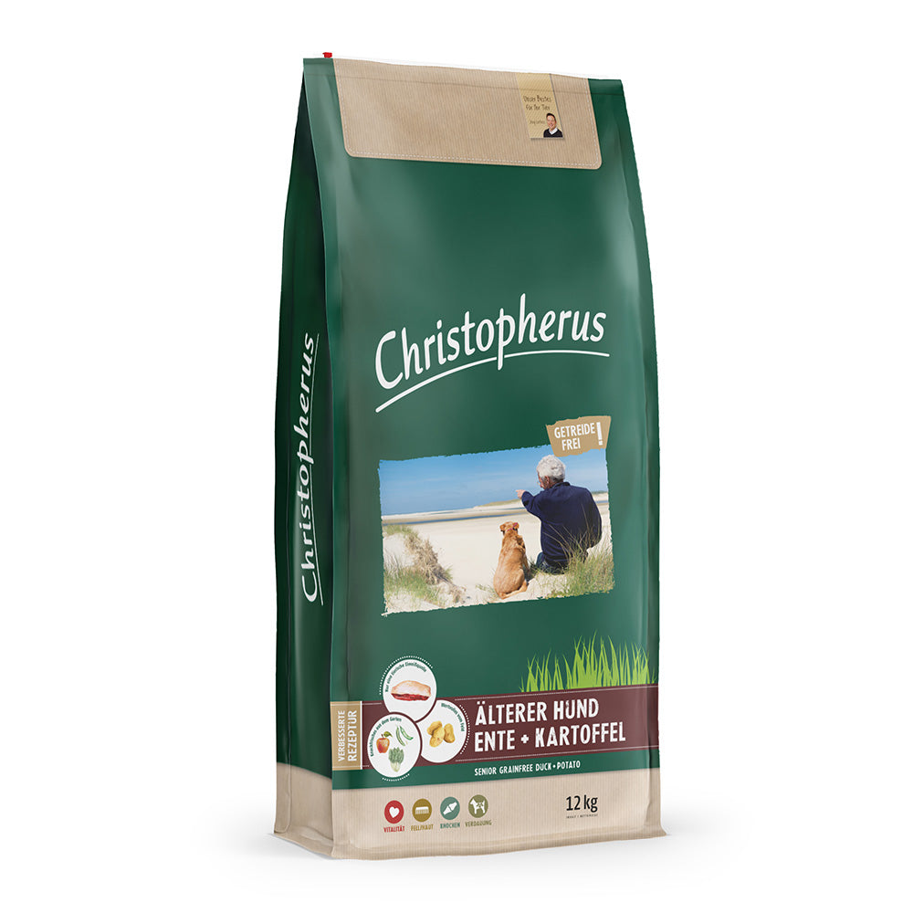 Bild vom Produkt: Christopherus Premium getreidefreies Trockenfutter für ältere Hunde Senior - Ente + Kartoffel 12kg